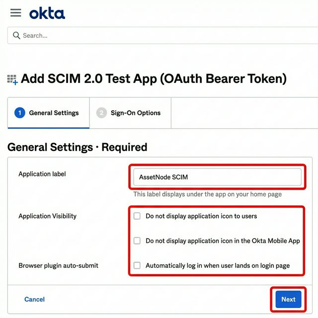 Okta: General Settings konfigurieren (2/2)