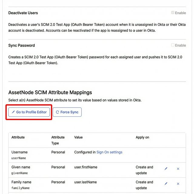 Okta: Abteilungseinstellung prüfen (optional) (1/2)