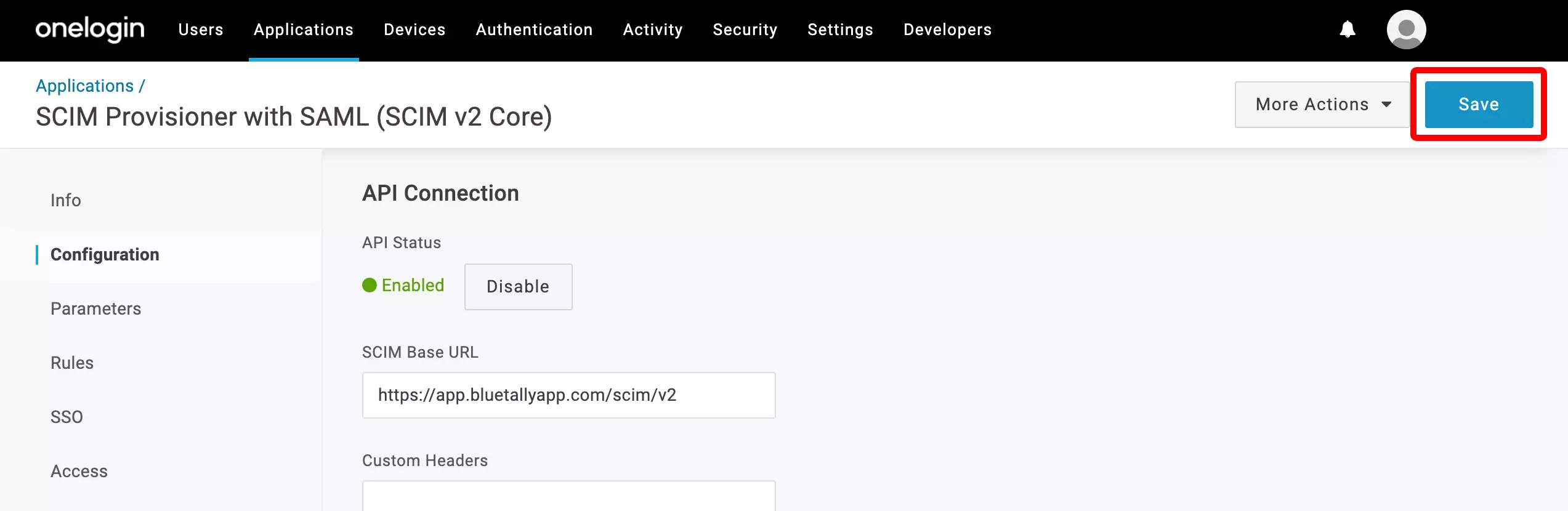 OneLogin: SCIM JSON Template einfügen