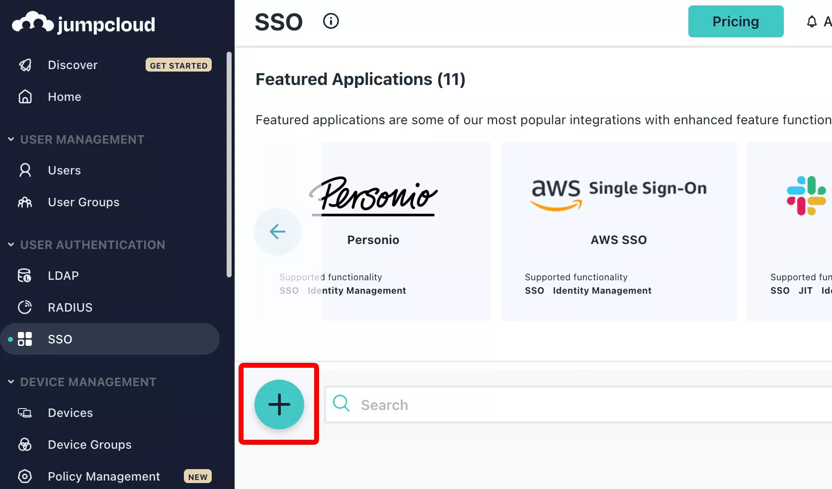 JumpCloud: Neue SSO-Anwendung anlegen
